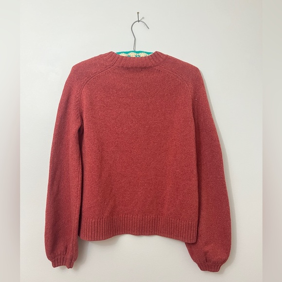 Smartwool Cozy Lodge Bell Sleeve Sweater Dusty Cedar Orange Red Heather Large - Picture 4 of 6